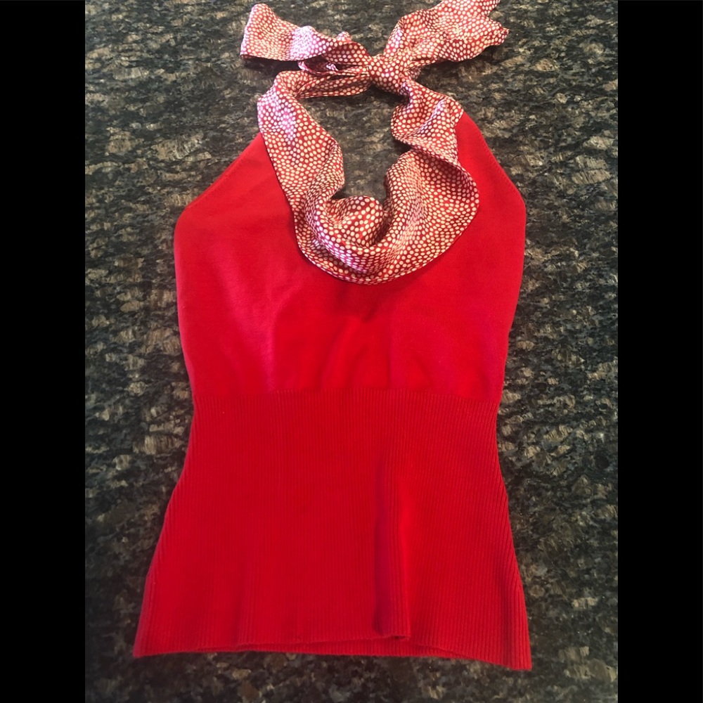 Bebe Polkadot Halter Shirt